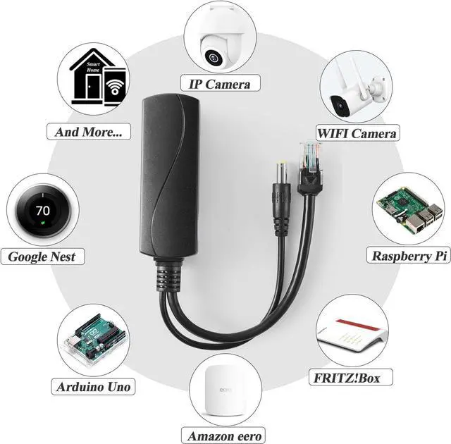 Alt view image 6 of 7 - BUCIER Active PoE Splitter 12V 1A Output with IEEE 802.3af Standard Compliant 10,100Mbps Power Over Ethernet Splitter Adapter for Security IP Camera CCTV Surveillance Device 5.5x2.1mm (PS5712P Black)