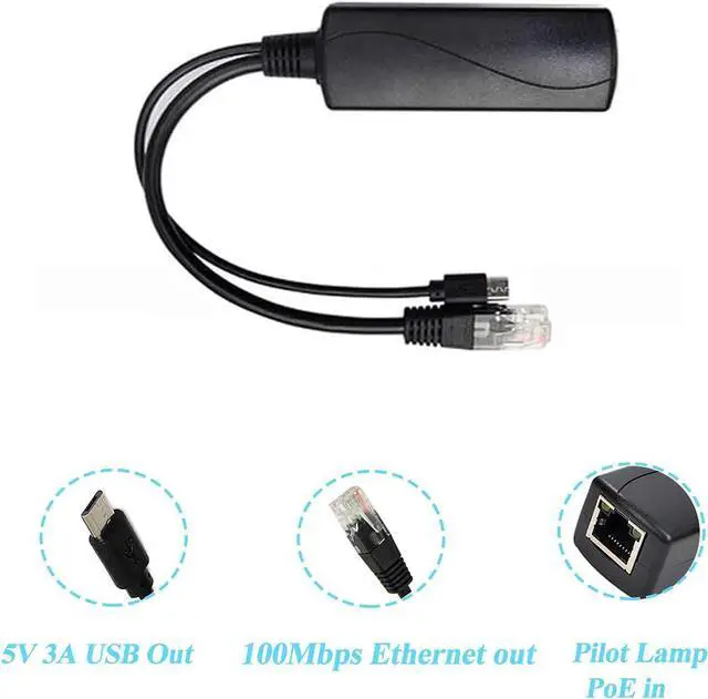 Alt view image 2 of 6 - BUCIER Micro USB PoE Splitter 5V 3A, IEEE 802.3af/at Standard 10/100Mbps for Raspberry Pi 3B, Tablets, Dropcam Power Over Ethernet USB Splitter Adapter