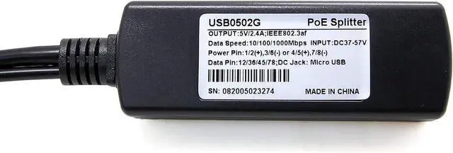 Alt view image 7 of 7 - BUCIER Gigabit Micro USB PoE Splitter 5V 2.4A, IEEE 802.3af Standard 10/100/1000Mbps for Raspberry Pi 3B, Google WiFi, Tablets, Dropcam Power Over Ethernet USB Splitter Adapter
