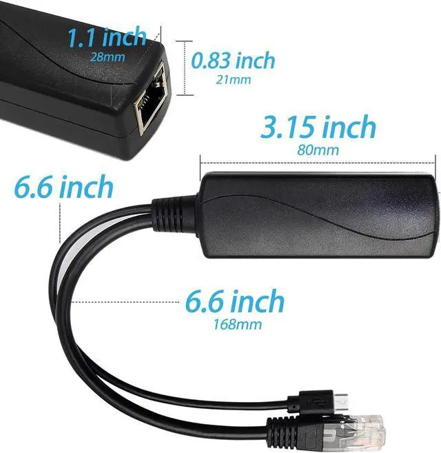 Alt view image 5 of 7 - BUCIER Gigabit Micro USB PoE Splitter 5V 2.4A, IEEE 802.3af Standard 10/100/1000Mbps for Raspberry Pi 3B, Google WiFi, Tablets, Dropcam Power Over Ethernet USB Splitter Adapter