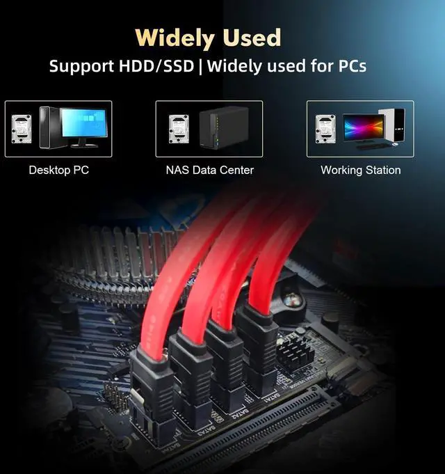 Alt view image 5 of 7 - BUCIER M.2 to SATA Card 4 Port, 6Gbps SATA 3.0 Controller, Includes 4 SATA Cables, for Windows 10/11