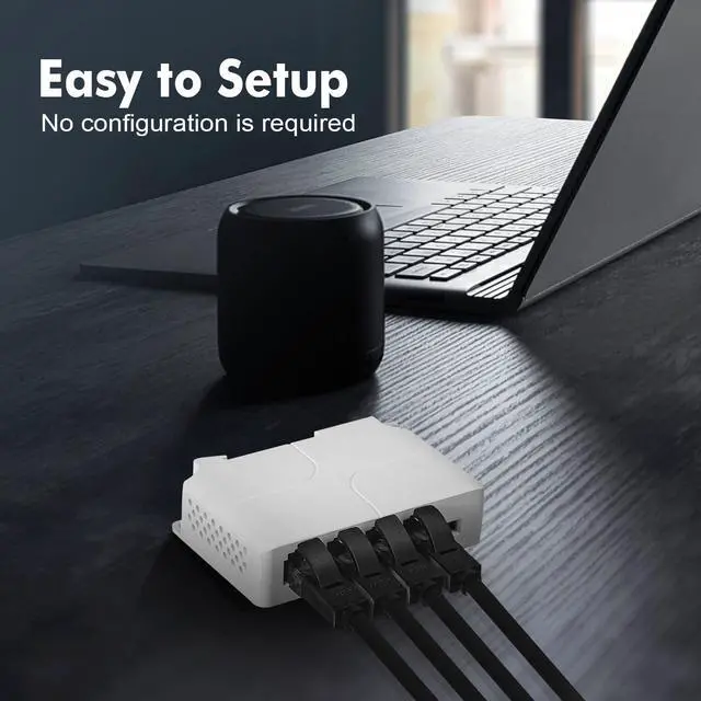 Alt view image 6 of 7 - BUCIER PoE Passthrough Switch, 1 PoE in 3 PoE Out Extender, IEEE802.3af/at PoE Powered, 100Mbps Ethernet, din-Rail & Wall Mount