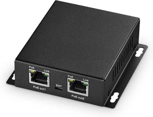 Main image of BUCIER Gigabit PoE Extender Passthrough Switch, 1 PoE in 2 PoE Out, IEEE802.3af/at/bt PoE Powered Max 60W, Hi-PoE 90W, 10/100/1000Mbps, Metal Small Wall Mount PoE Extender/Injector/Network Extender