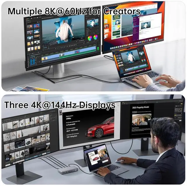 Alt view image 4 of 6 - BUCIER 3.3ft USB 5 Cable, 80 Gbps Data Transfer, Dual 8K/16K Display Support, 240W Charging, USB-C to USB-C for Laptops, Monitors & PCs