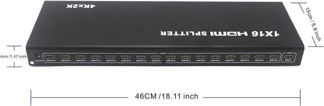 Alt view image 3 of 5 - BUCIER 16 Port HDMI Splitter 1x16 Full HD 1080P HDMI 1.4 Splitter with Switcher Converter Support 4KX2K 3D Digital Audio Format-Black