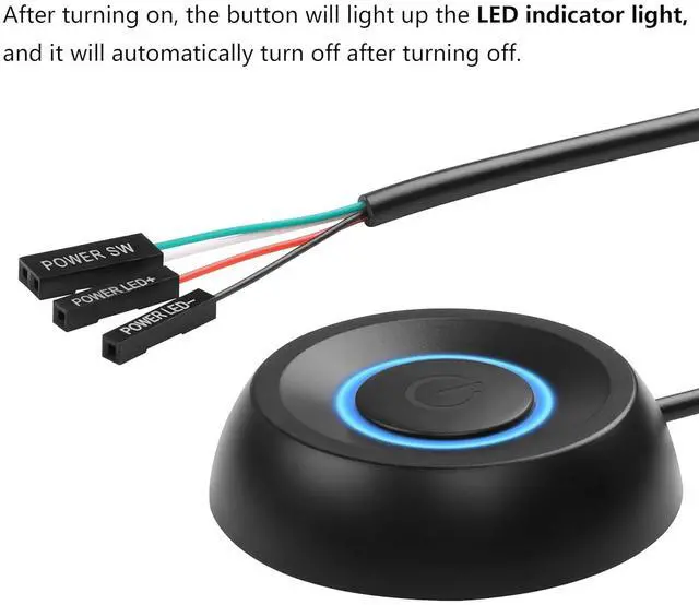 Alt view image 7 of 7 - BUCIER PC Power Switch, Desktop Computer External Remote Start, Motherboard Button, Extension Cable with LED Light (Black)