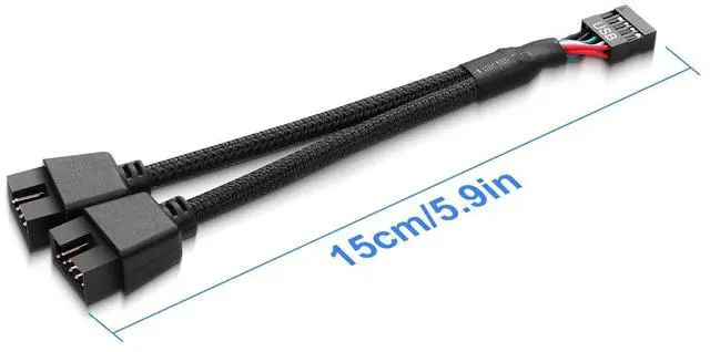 Alt view image 7 of 7 - BUCIER 2 Pack Motherboard USB 2.0 9Pin Header Splitter 9 Pin USB 2.0 Female to Dual 9 Pin Male Extension Header Cable Nylon Braided for PC Computer Internal Motherboard (Black)