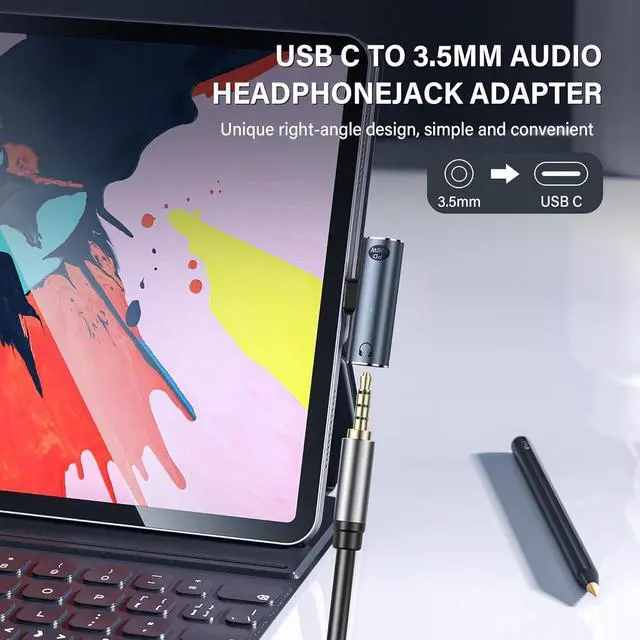 Alt view image 3 of 7 - BUCIER USB C to 3.5mm Audio Adapter USB Type C to Aux Female Headphones Jack& 100W 2-in-1 PD Power Supply Adapter DAC USB C Headphone Adapter for USB C Devices Without 3.5mm Interface