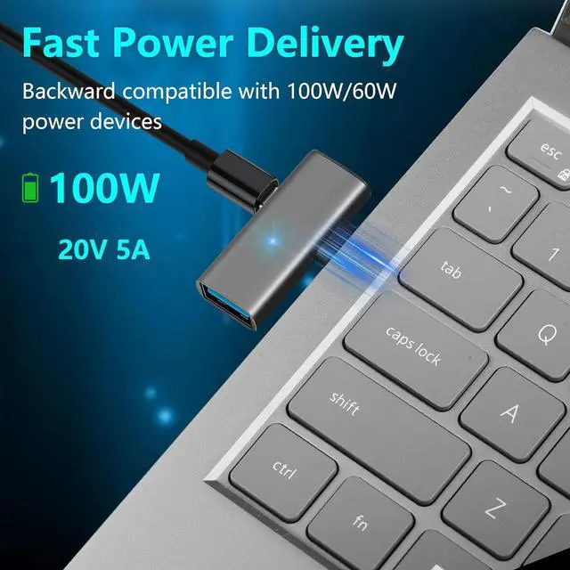 Alt view image 5 of 7 - BUCIER USB C to USB 3.2 10Gbps Type C to USB A Female OTG Adapter and 100W PD Power Supply Adapter for Laptop Tablet Phone - Grey