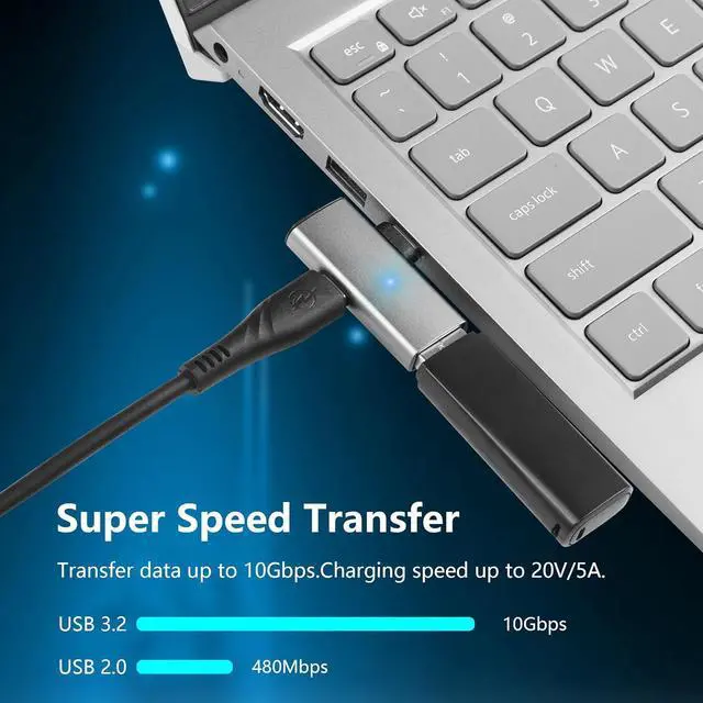 Alt view image 3 of 7 - BUCIER USB C to USB 3.2 10Gbps Type C to USB A Female OTG Adapter and 100W PD Power Supply Adapter for Laptop Tablet Phone - Grey