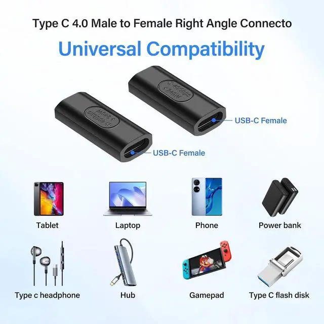 Alt view image 5 of 6 - BUCIER 2 Pack 90 Degree USB C 240W Angle Adapter
