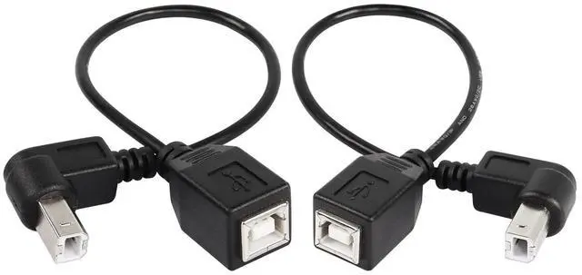 Main image of BUCIER USB 2.0 Type-B Printer Cable, 2-Pack USB 2.0 B Female to Type-B Male (90 Degree UP + Down Right Angle) Printer Short Extension Cable for Scanner, Mobile HDD and More (UP-Down)