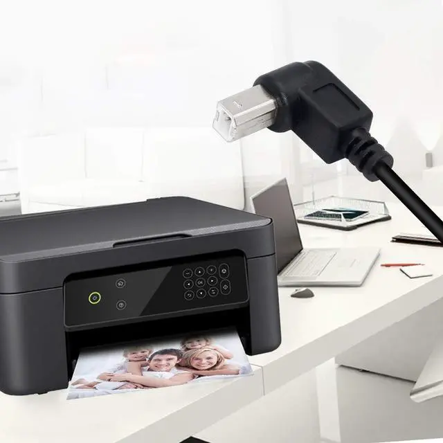 Alt view image 6 of 7 - BUCIER USB 2.0 Type-B Printer Cable, 2-Pack USB 2.0 B Female to Type-B Male (90 Degree UP + Down Right Angle) Printer Short Extension Cable for Scanner, Mobile HDD and More (UP-Down)