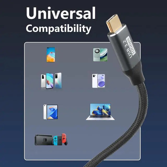 Alt view image 5 of 7 - BUCIER USB C to C Cable 100W U Shaped Back Angled USB-C USB 3.2 Type C Male to Female Data Extension 10Gbps Nylon Braided Cord Fast Charging for USB C Devices (3.3ft)