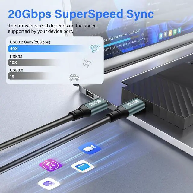 Alt view image 2 of 7 - BUCIER Coiled USB C to USB C Cable USB 3.2 Type C 20Gbps PD 100W 8K@60Hz Fast Charging Data Cable for Phone, Tablet and Other USB Devices C-1.8M