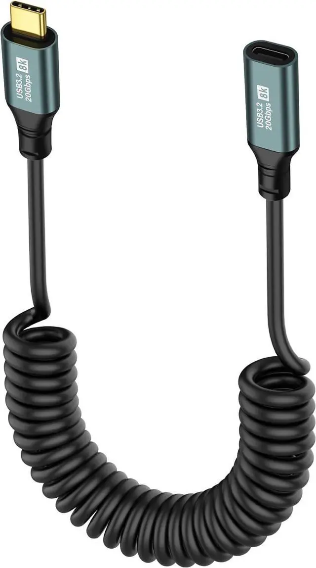 Main image of BUCIER Coiled USB C to USB C Cable USB 3.2 Type C 20Gbps PD 100W 8K@60Hz Fast Charging Data Cable for Phone, Tablet and Other USB Devices C-1.8M