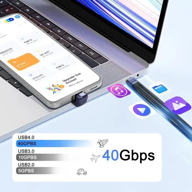 Alt view image 2 of 7 - BUCIER 40Gbps USB4 Type C Extension Cable 240W 8K PD Fast Charge USB C to USB C U-Shaped Flat Ultra Thin FPC Data Cable Suitable for Laptops and Mobile Phones