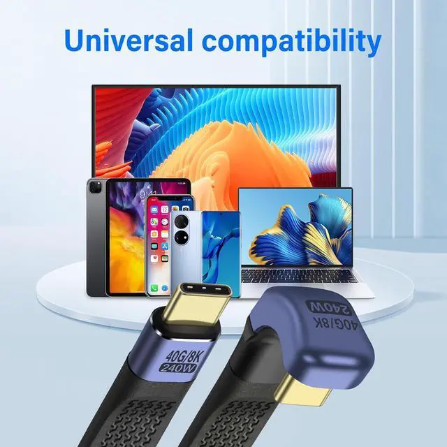 Alt view image 6 of 7 - BUCIER 40Gbps USB4 Type C Extension Cable 240W 8K PD Fast Charge USB C to USB C U-Shaped Flat Ultra Thin FPC Data Cable Suitable for Laptops and Mobile Phones