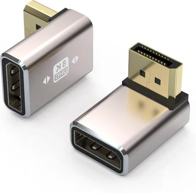 Alt view image 2 of 5 - BUCIER Displayport 1.4 Adapter 90 Degree DP Converter UP&Down 8K/60Hz Right Angle DP Displayport Cable Adapter Connector 4K/144Hz DP1.2 Compatible DP Male to Female Angled Extension Saver- 2Pack