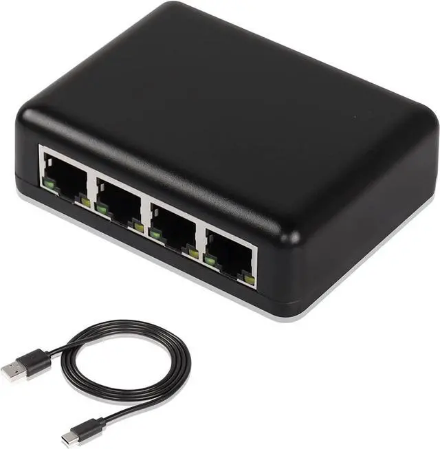 Main image of BUCIER RJ45 Network Splitter Adapter Gigabit,1000Mbps Ethernet Cable Splitter, RJ45 Network Extension Connector,Four Devices Share The Internet at The Same Time (Black Gigabit 1 to 4)