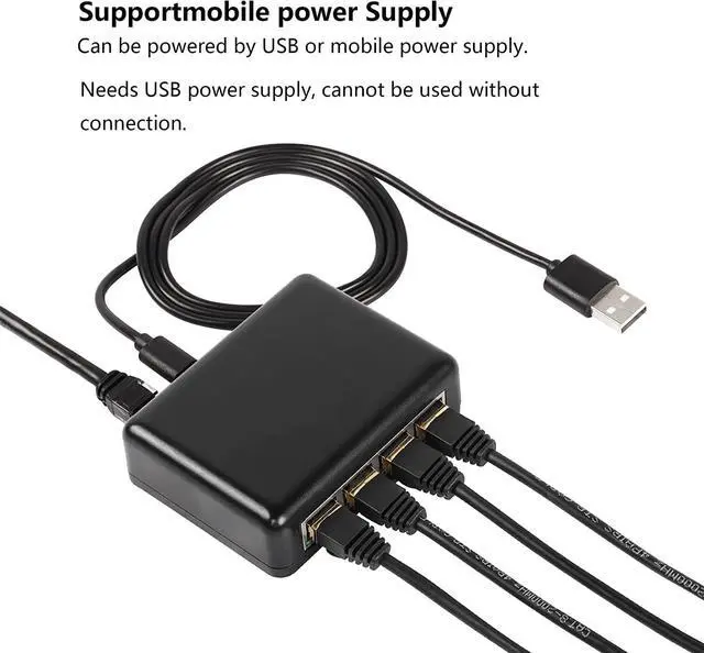 Alt view image 3 of 7 - BUCIER RJ45 Network Splitter Adapter Gigabit,1000Mbps Ethernet Cable Splitter, RJ45 Network Extension Connector,Four Devices Share The Internet at The Same Time (Black Gigabit 1 to 4)