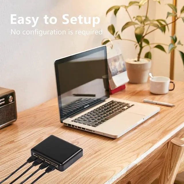 Alt view image 4 of 7 - BUCIER RJ45 Network Splitter Adapter Gigabit,1000Mbps Ethernet Cable Splitter, RJ45 Network Extension Connector,Four Devices Share The Internet at The Same Time (Black Gigabit 1 to 4)