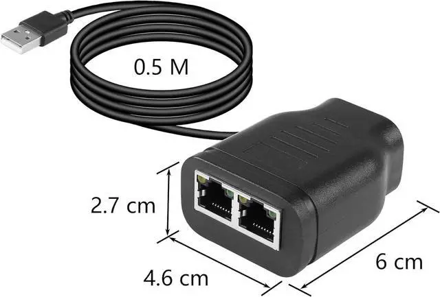 Alt view image 7 of 7 - BUCIER Gigabit Network Splitter Adapter,RJ45 1 to 2 High Speed 1000/100Mbps Ethernet Splitter with USB Power Port for Computer, Hub, Switch, Router, ADSL, Set-top Box, Digital TV, etc