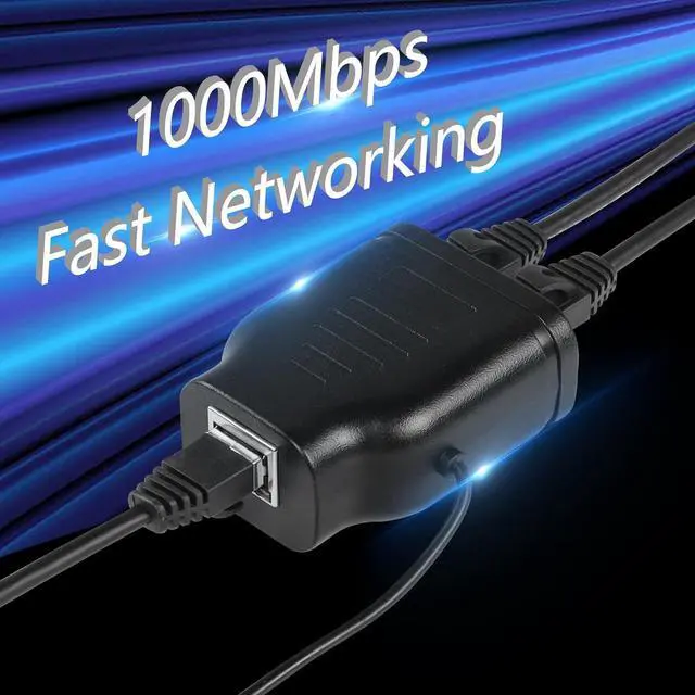 Alt view image 5 of 7 - BUCIER Gigabit Network Splitter Adapter,RJ45 1 to 2 High Speed 1000/100Mbps Ethernet Splitter with USB Power Port for Computer, Hub, Switch, Router, ADSL, Set-top Box, Digital TV, etc