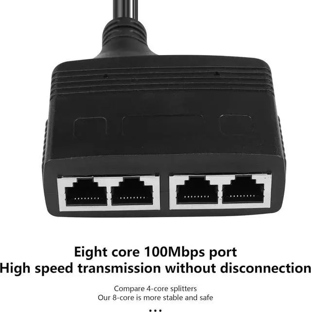 Alt view image 4 of 7 - BUCIER RJ45 Network Splitter Adapter, Ethernet Cable Splitter, 1 to 4 Internet Splitter 100Mbps High Speed LAN Network Splitter,4 Devices Share The Internet at The Same Time (Black Female 1 to 4)