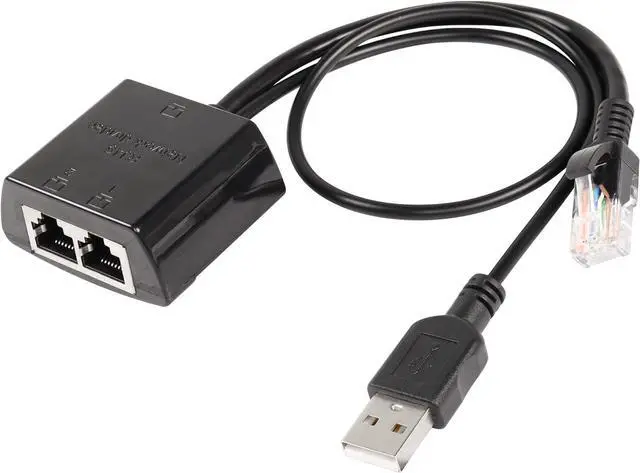 Main image of BUCIER RJ45 Network Splitter Adapter, Ethernet Cable Splitter 1 to 2, RJ45 Network Extension Connector,Two Devices Share The Internet at The Same Time (Black Male)