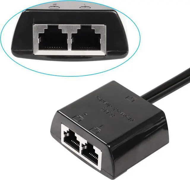 Alt view image 2 of 7 - BUCIER RJ45 Network Splitter Adapter, Ethernet Cable Splitter 1 to 2, RJ45 Network Extension Connector,Two Devices Share The Internet at The Same Time (Black Male)