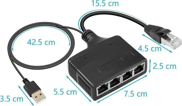 Alt view image 7 of 7 - BUCIER Gigabit RJ45 Network Splitter Adapter, 1 to 4 Ethernet Splitter 1000Mbps High Speed LAN Network Splitter,4 Devices Share The Internet at The Same Time(1 to 4 Male Gigabit)