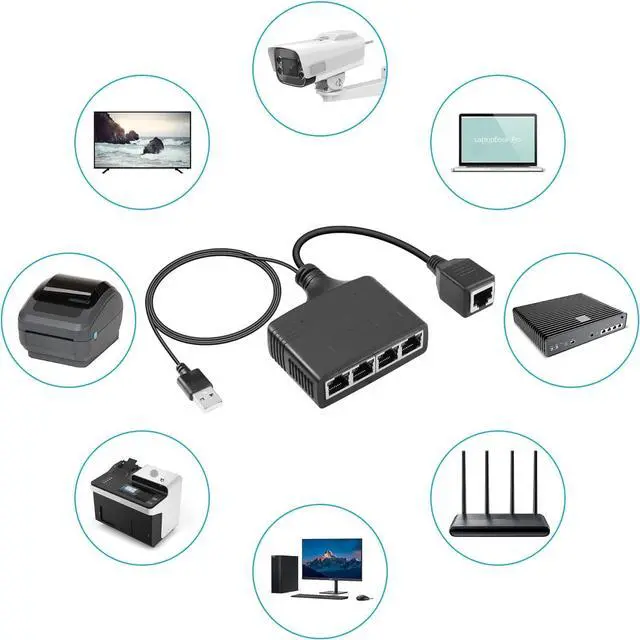 Alt view image 5 of 7 - BUCIER Gigabit RJ45 Network Splitter Adapter, 1 to 4 Ethernet Splitter 1000Mbps High Speed LAN Network Splitter,4 Devices Share The Internet at The Same Time(1 to 4 Female Gigabit)