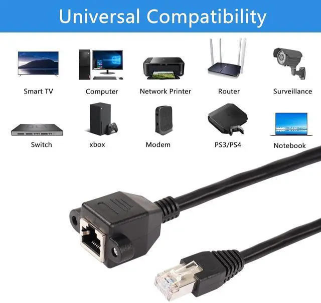 Alt view image 5 of 6 - BUCIER RJ45 Ethernet Cable, Shielded Cat 6 LAN Cable, Male to Female Ethernet Extension Cable for for Router Modem Smart TV PC Computer Laptop 0.3M (Straight)