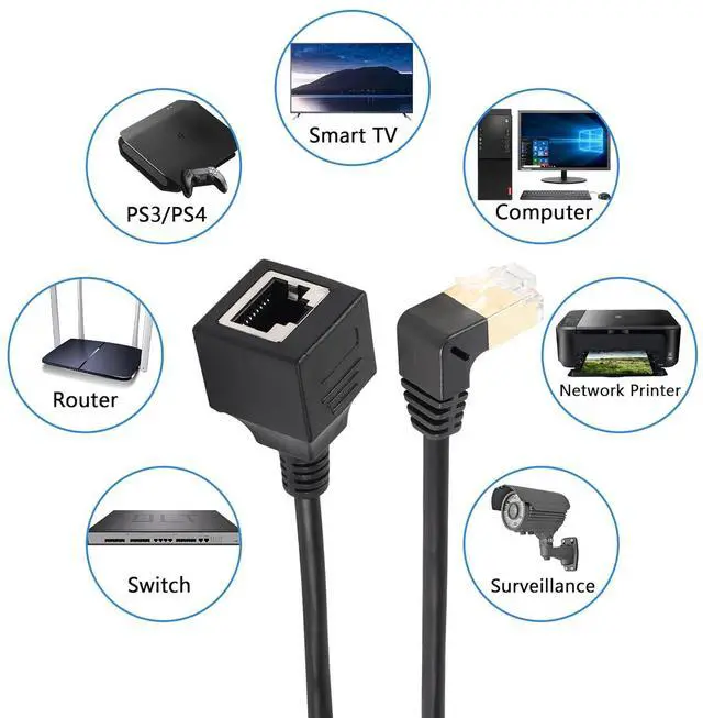 Alt view image 5 of 5 - BUCIER Ethernet Extension Cable, Cat8 LAN Cable,High Speed 40Gbps 2000Mhz Network Cord,RJ45 Network Patch Cord Male to Female Connector for Router Modem TV PC Computer Laptop 0.5M (M/F Up)