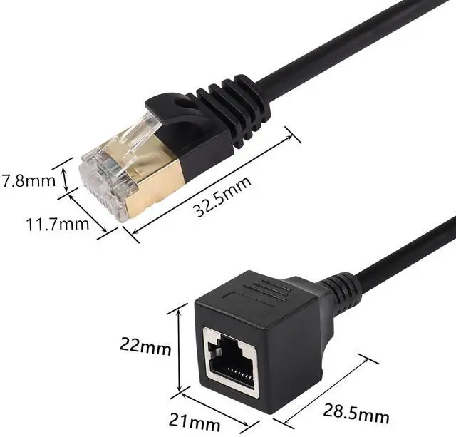 Alt view image 3 of 6 - BUCIER Cat8 LAN Cable,Ethernet Extension Cable,High Speed 40Gbps 2000Mhz Network Cord,RJ45 Network Patch Cord Male to Female Connector for Router Modem TV PC Computer Laptop (M/F 1M/3.3FT)