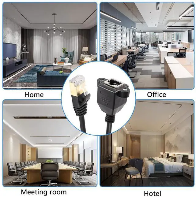 Alt view image 6 of 6 - BUCIER Cat8 LAN Cable, RJ45 Male to Female Shielded Ethernet Network Connector Screw Panel Mount Extension Cable for Router Modem TV PC Computer Laptop (M/F 2M/6.56FT)