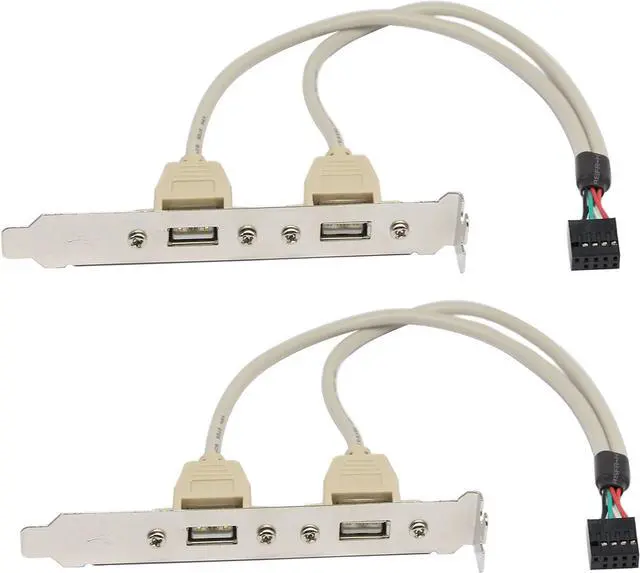 Main image of BUCIER 2-Pack Computer Cables & Connectors New 2 Port USB 2.0 Motherboard Rear Panel Expansion Bracket to IDC 9 Pin Motherboard USB Cable Host Adapter
