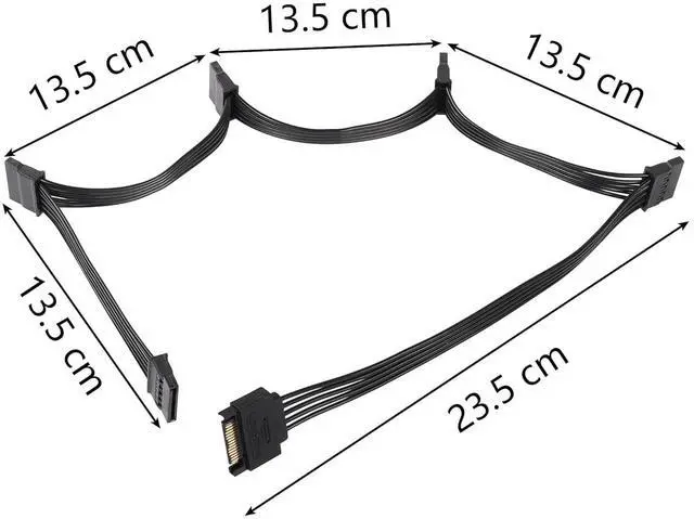 Alt view image 3 of 7 - BUCIER SATA Power Splitter Cable - 15Pin Male to 5 Female Power Extension Hard Drive Cable for HDD, SSD and Optical Drives - 23.5cm