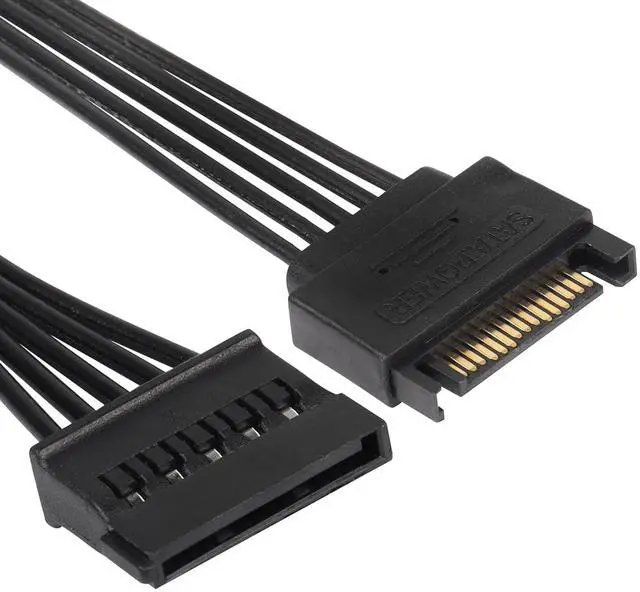 Alt view image 2 of 7 - BUCIER SATA Power Splitter Cable - 15Pin Male to 5 Female Power Extension Hard Drive Cable for HDD, SSD and Optical Drives - 23.5cm