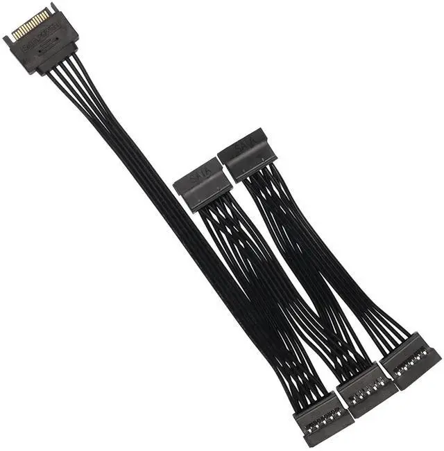Alt view image 7 of 7 - BUCIER SATA Power Splitter Cable - 15Pin Male to 5 Female Power Extension Hard Drive Cable for HDD, SSD and Optical Drives - 23.5cm