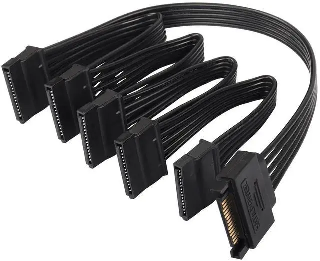 Main image of BUCIER SATA Power Splitter Cable - 15Pin Male to 5 Female Power Extension Hard Drive Cable for HDD, SSD and Optical Drives - 23.5cm