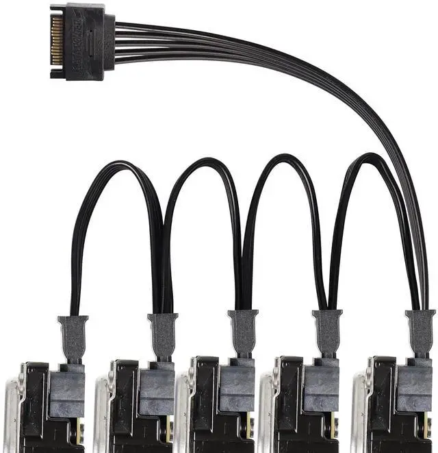 Alt view image 6 of 7 - BUCIER SATA Power Splitter Cable - 15Pin Male to 5 Female Power Extension Hard Drive Cable for HDD, SSD and Optical Drives - 23.5cm
