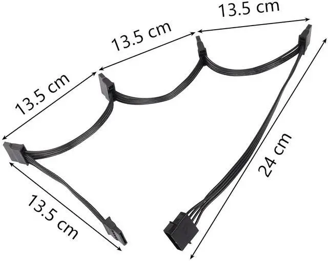 Alt view image 3 of 7 - BUCIER IDE to SATA Power Splitter Cable, LP4 4 Pin Male to 5 SATA Female Power Extension Hard Drive Cable,for HDD SSD and Optical Drives 18AWG-24cm