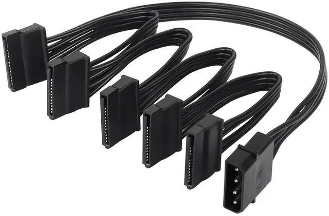 Main image of BUCIER IDE to SATA Power Splitter Cable, LP4 4 Pin Male to 5 SATA Female Power Extension Hard Drive Cable,for HDD SSD and Optical Drives 18AWG-24cm