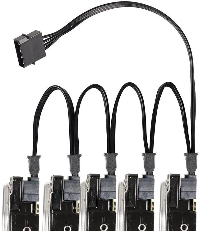 Alt view image 5 of 7 - BUCIER IDE to SATA Power Splitter Cable, LP4 4 Pin Male to 5 SATA Female Power Extension Hard Drive Cable,for HDD SSD and Optical Drives 18AWG-24cm
