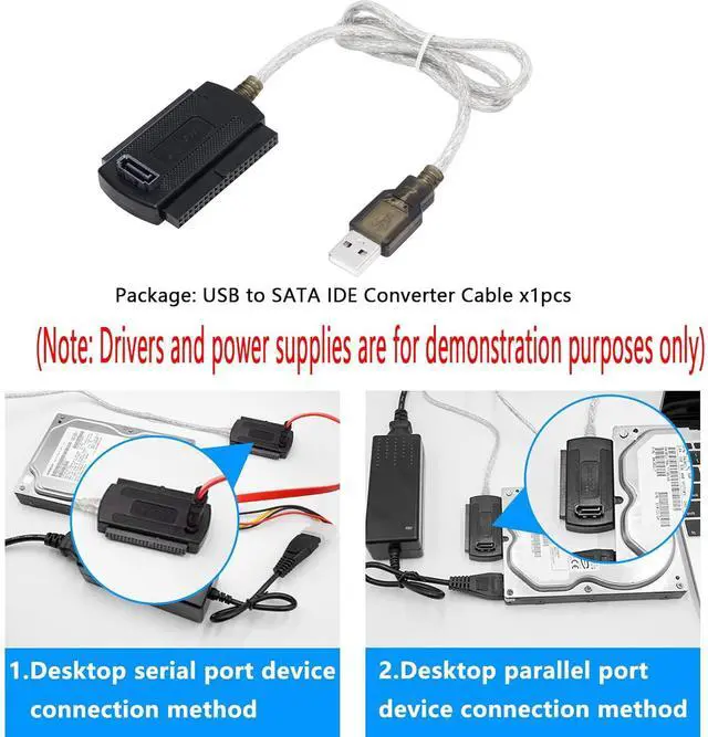Alt view image 6 of 7 - BUCIER USB to SATA IDE Converter Cable Adapter USB 2.0 to 2.5/3.5/5.25in IDE and SATA Adapter Cable (1.8FT White)