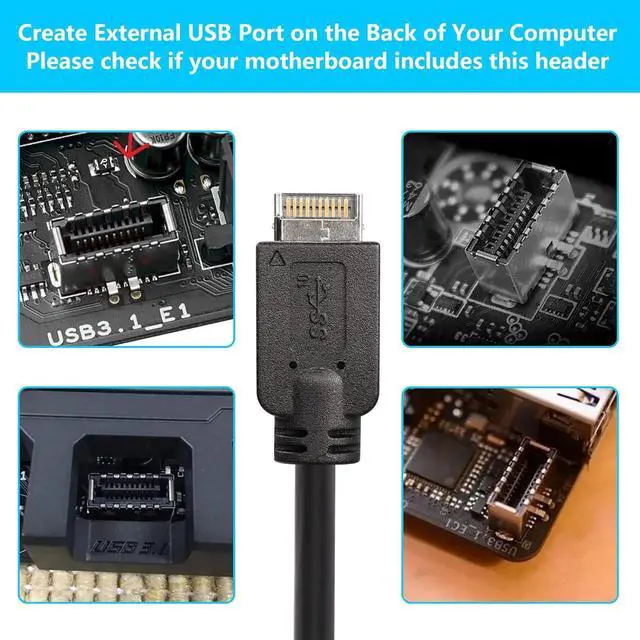 Alt view image 6 of 6 - BUCIER USB 3.1 Type E to USB 3.0 A Extension Cable, USB 3.1 Front Panel Type E to USB A 3.0 Conversion Cable, Type E 3.1 Male Extension Cable for Computer 0.5M (USB to Type-E)