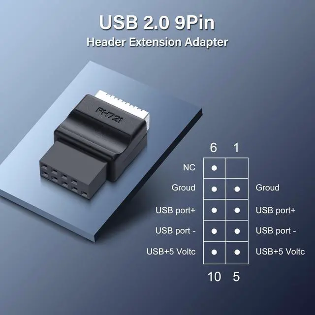 Alt view image 4 of 7 - BUCIER USB 2.0 9Pin to Type-E Motherboard Header Extension Adapter USB 2.0 9-Pin Female to Type E Female Front Connector Converter Front Panel Adapter