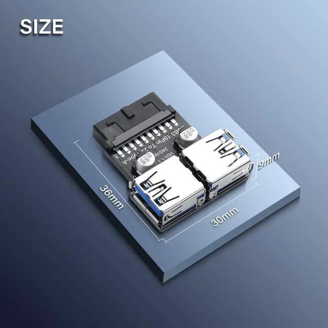 Alt view image 6 of 7 - BUCIER USB 3.0 Front Panel Header USB 3.0 19/20Pin to Dual USB A Motherboard Header Adapter 19Pin Female to Double USB Type A Female Front Connector Converter